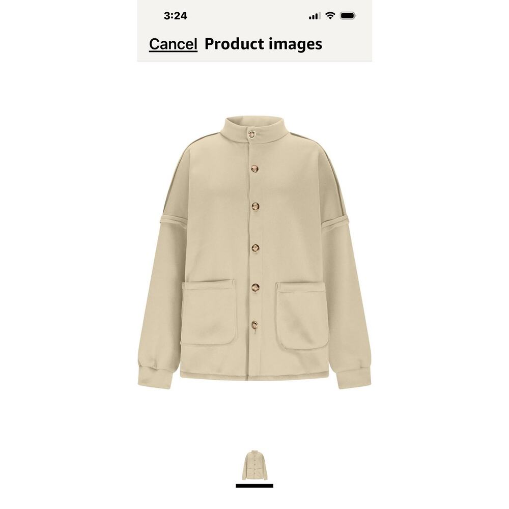 Oversized Mid Sleeve Button Down Jacket Size M - White -
